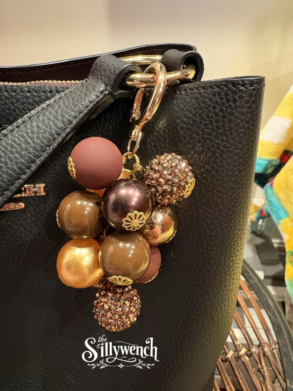 Amber Allure Bag Charm, gold-toned
